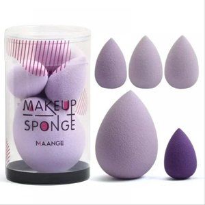 Makeup Sponge Maange 5Pcs Mini Makeup Sponge Face Beauty Powder Puffs Purple Set